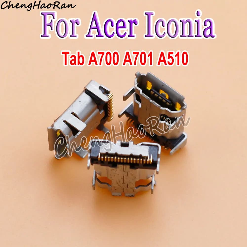 2 Pcs USB Jack Charging Socket Connector Power Plug Port Female For Acer Iconia Tab A700 A701 A510 17 Pin Connector