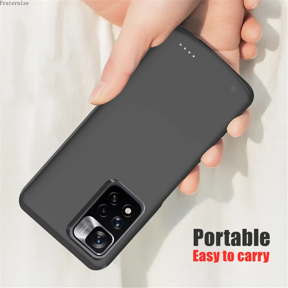 Custodia per batteria per Xiaomi Redmi Note 11 Pro Plus 5G batteria esterna Power Bank Cover per Redmi Note 11 4G custodia Powerbank 6800mAh