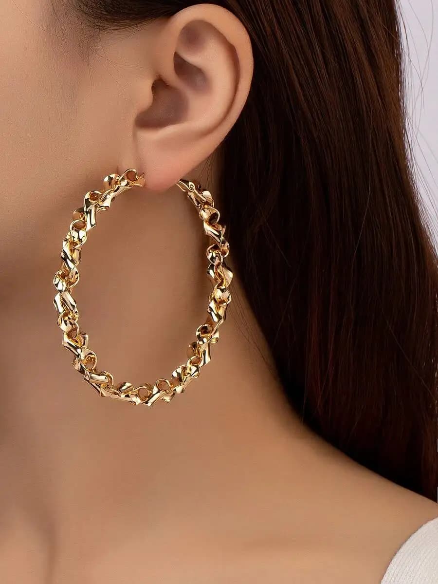 Exaggerated Woven Metal Earrings Pair Creative Design