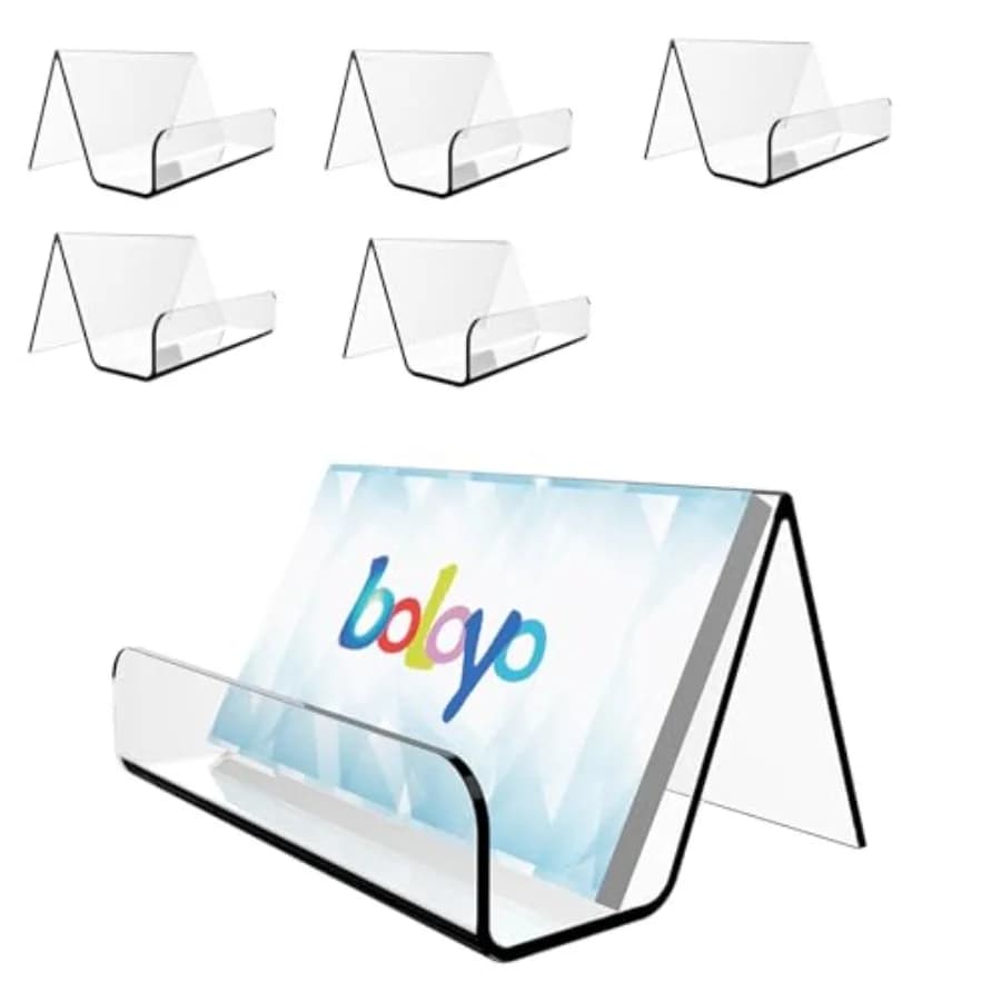 Acrylic Business Card Holder for Desk, Business Card Display Stand Desktop Name Card Organizer Capacity 60 Cards