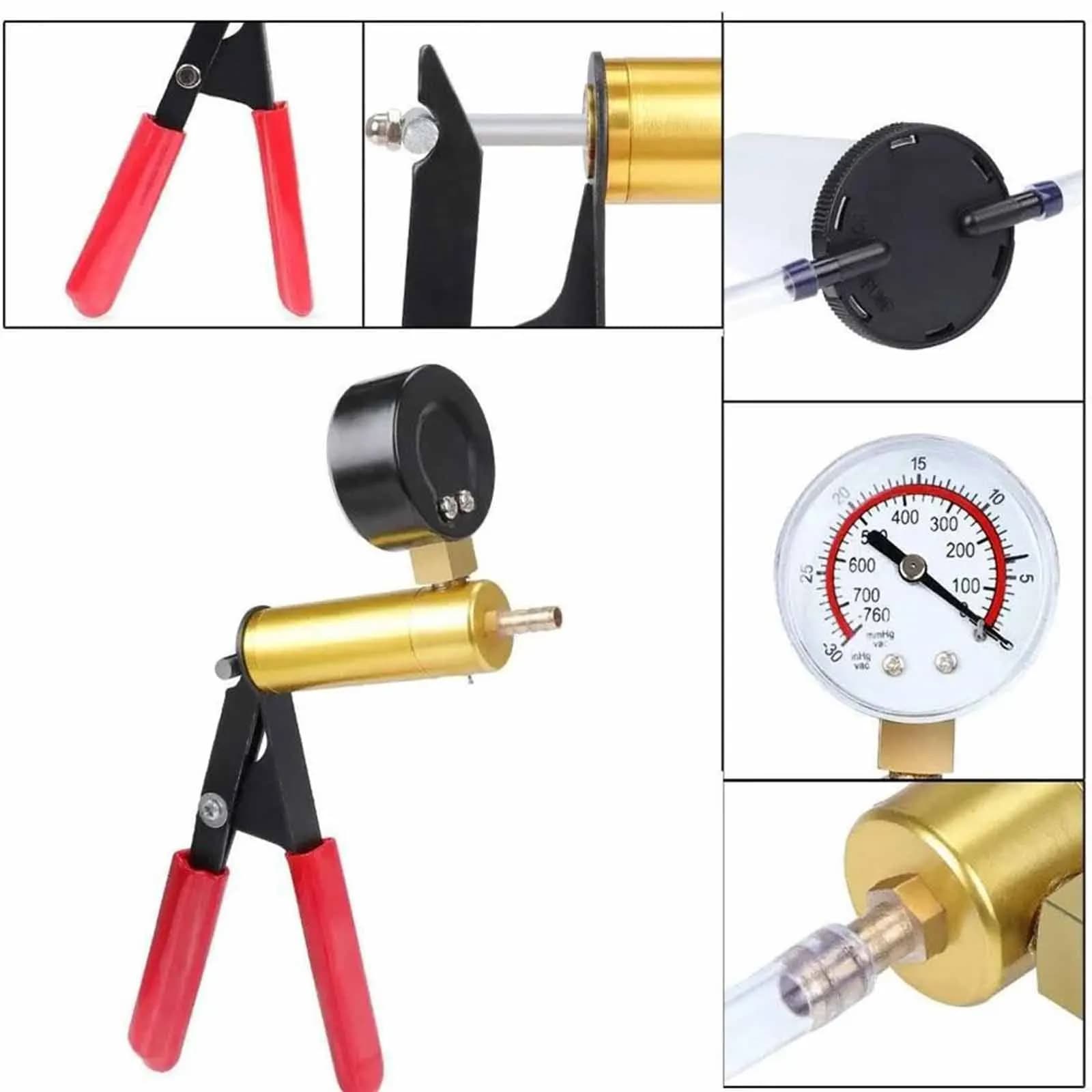 Strumenti di spurgo del liquido dei freni tenuti in mano fai-da-te Kit tester per pompa a pistola per vuoto per auto Manometro per pressione del corpo della pompa in alluminio automobilistico