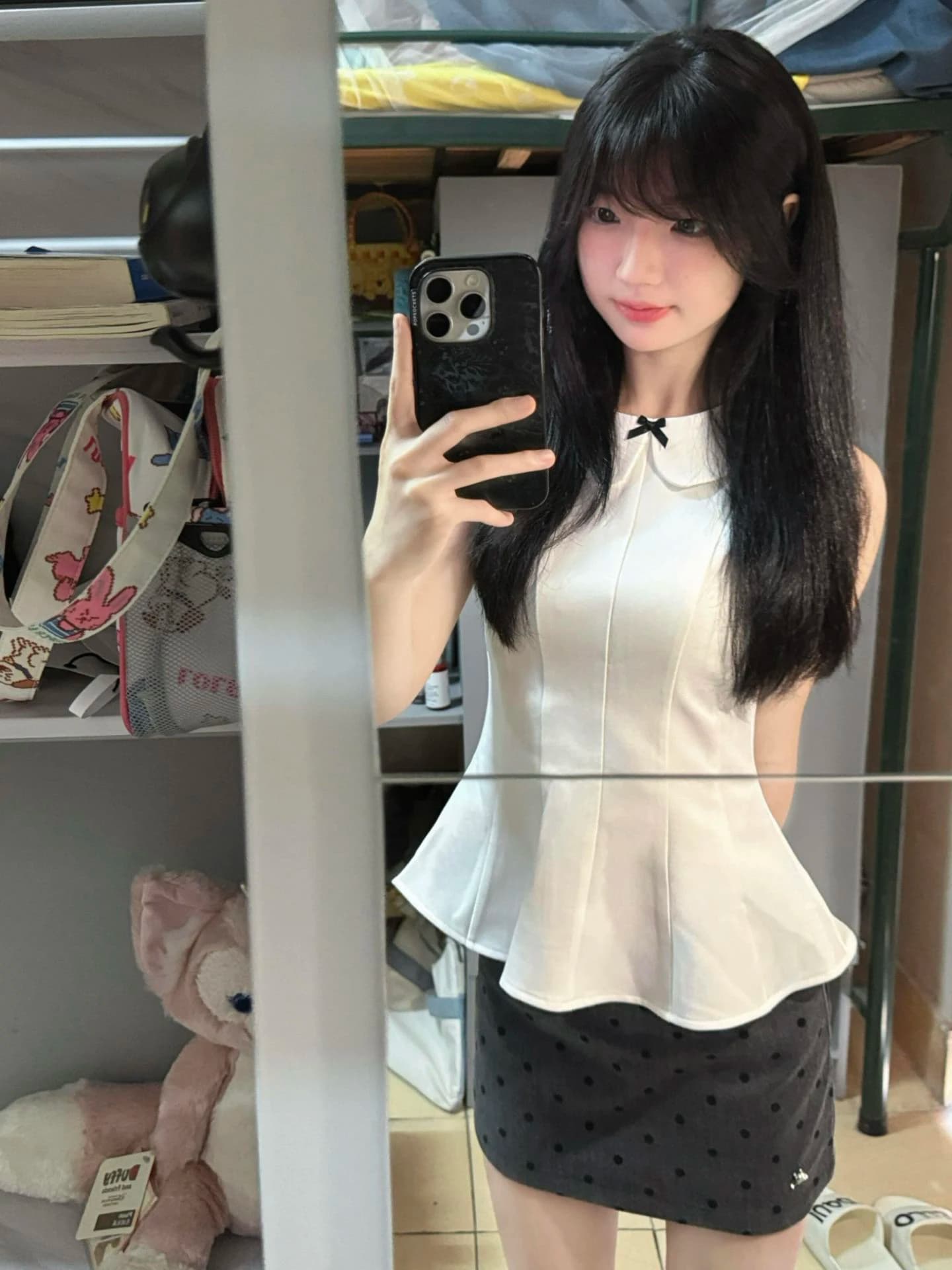Elegante Top Bianco Senza Maniche con Colletto a Bambola da Donna, Gilet Modellante con Nodo in Vita, Stile Coreano Estivo
