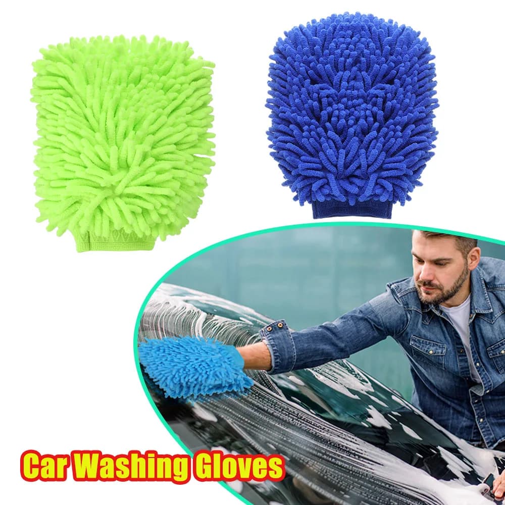 Guanti in microfibra ciniglia a doppio strato per lavaggio auto, senza graffi, in morbido pile corallo, per detailing auto, moto e camper