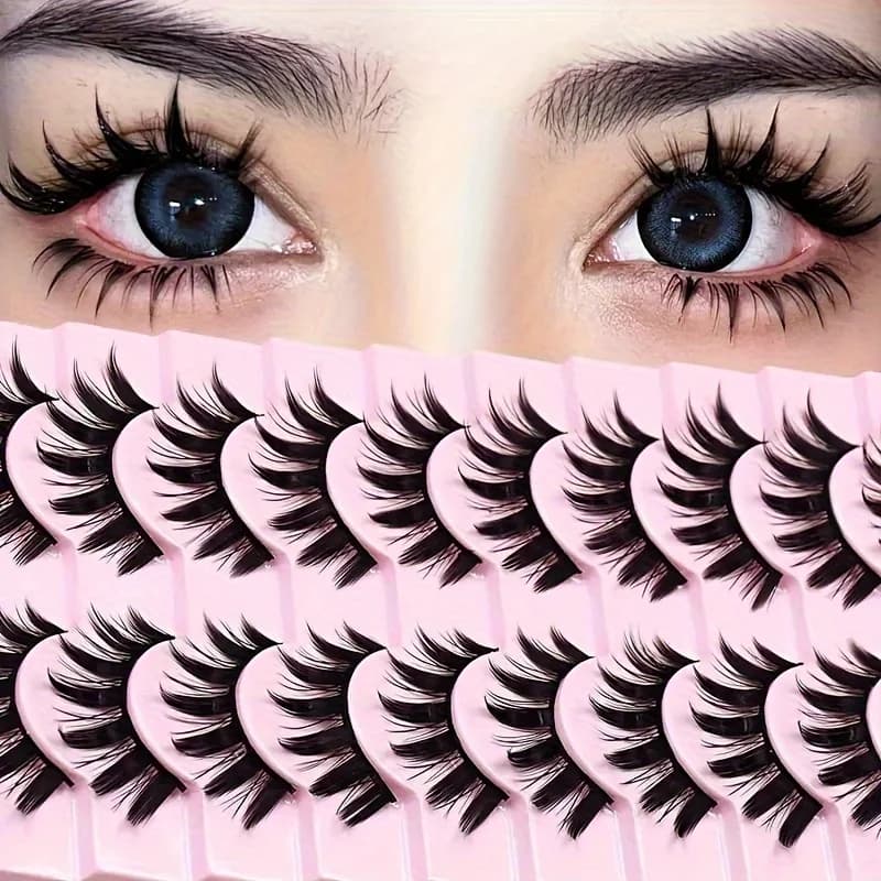 10 pairs of false eyelashes, thick eyelash extensions, reusable eyelash eye makeup tools (10 pairs)