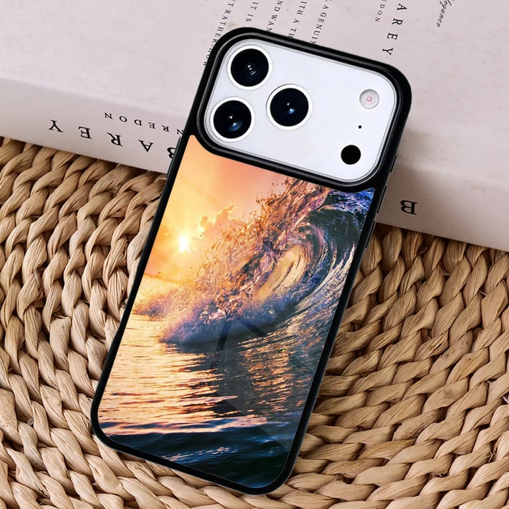 Cover Morbida per Telefono con Motivo Onde Oceaniche per Caricabatterie Wireless Magsafe per iPhone 17 Pro Max 16 14 13 12 11 15 Air