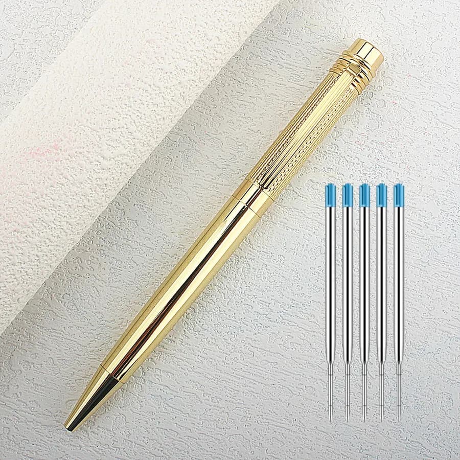 high quality Stainless Steel Metal Gel Pens, 0.7mm Fine Point Black ink Ballpoint Signature Pen 0.7mm Nib Refills