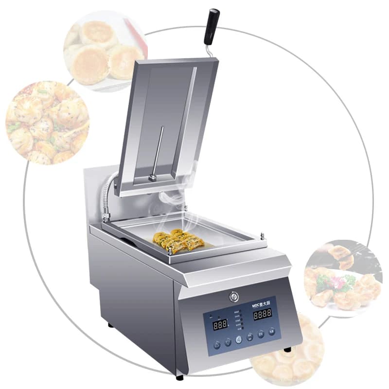 Intelligent Single/Double Pot Fried Gyoza Machine Gas/Electric Frying Dumpling Pot Sticker Pancake Cooker Fried Buns Pan