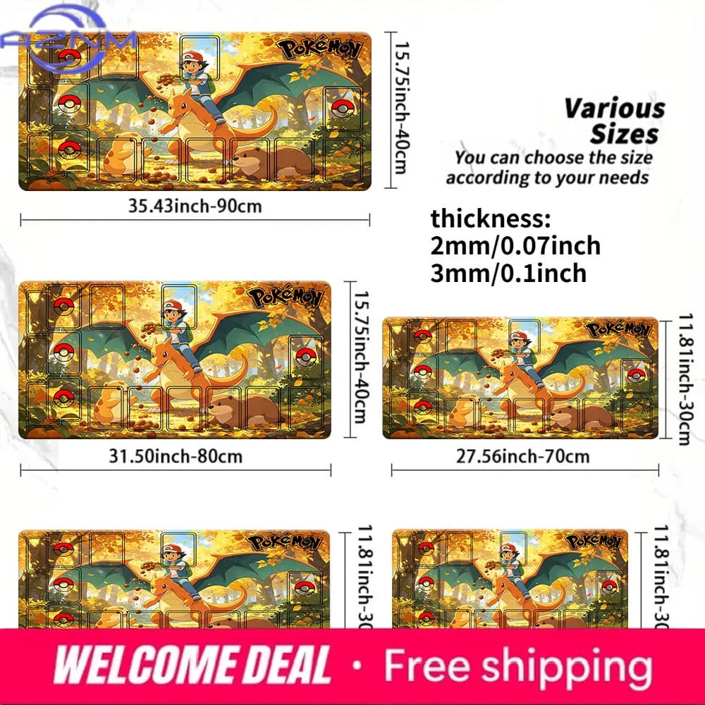 Pokemon Ash Charizard Autumn Forest TCG Playmat Mouse Pad Tappetino da scrivania da gioco in diverse misure