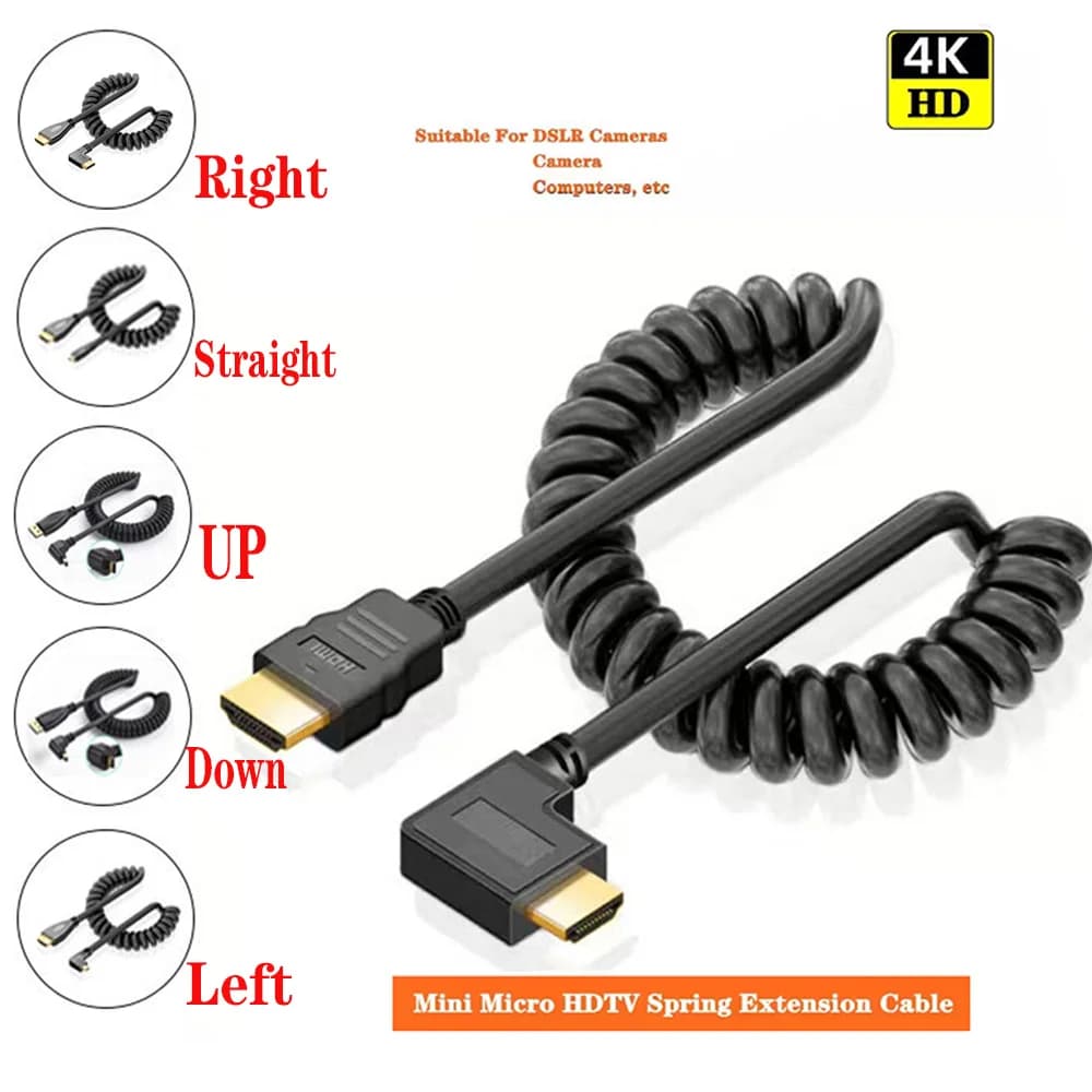 HDMI Ultra HD 4K 60HZ 1080P 3D male spiral cable for HDTV, computer - Durable and flexible short HDMI connector