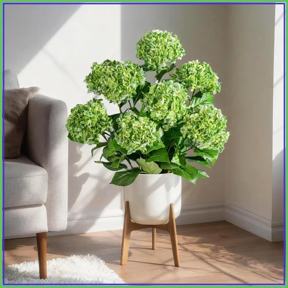 Set di 2 Piante Artificiali di Ortensie Resistenti ai Raggi UV, Realistiche Piante Finte in Vaso per Decorazione di Casa, Portico, Giardino e Ufficio