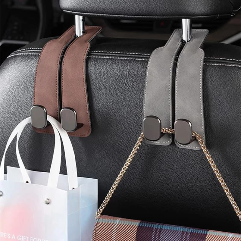 2-in-1 hooks for Auto Rear Seat – Universal Poggiatesta Clip with Double Hook to Organize Bags and Interior Cars