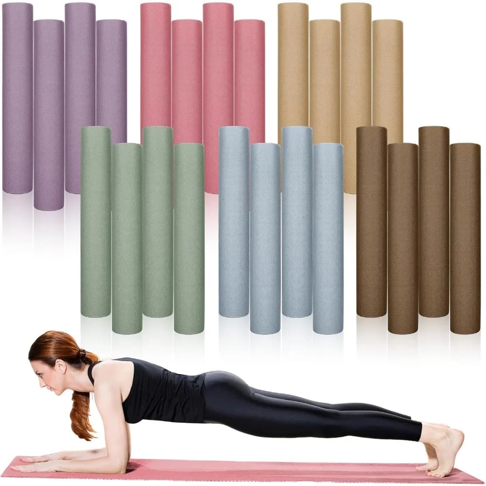 Set di 24 Tappetini Yoga Extra Lunghi 68x24 Pollici, Spessore 4mm, Antiscivolo e Resistenti allo Strappo, per Fitness, Stretching, Allenamento a Casa, Palestra e Studio