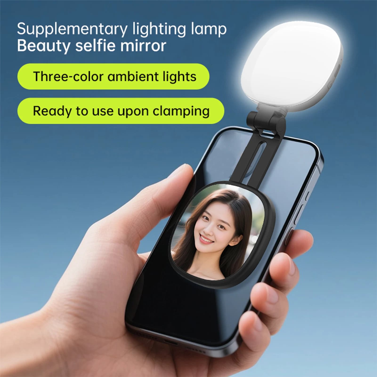 【Nuovo】 Luce magnetica per selfie di bellezza per telefono Luce di riempimento portatile per flusso live con specchio per il trucco Luce di riempimento a LED per esterni portatile