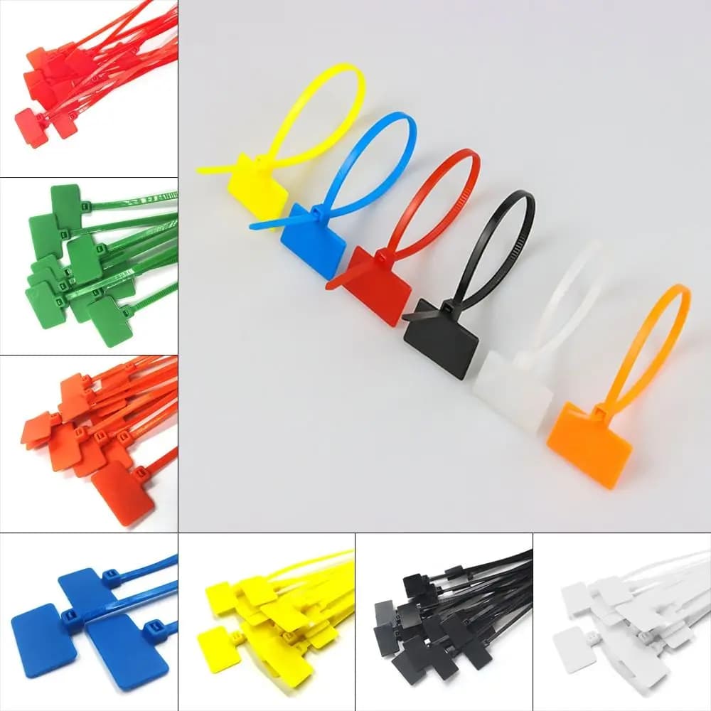 Set di 100 Fermacavi Colorati con Etichette in Plastica, Materiale in Nylon, Targhette Numerate