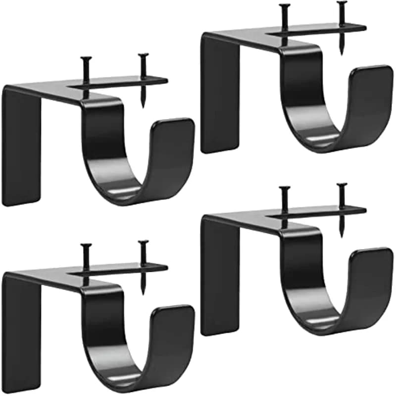 2pcs No Drill Curtain Rod Bracket, Adjustable Metal Heavy Duty Curtain Rod Holders, Screwless Curtain Rods Brackets