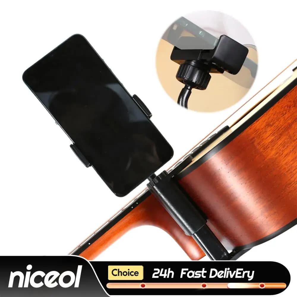 Supporto per Chitarra Multifunzione, Supporto per Cellulare e Fotocamera, Morsetto per Microfoni/Smartphone
