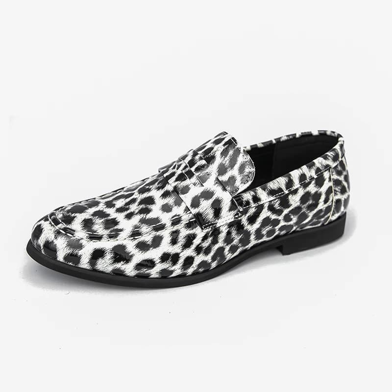 Scarpe da uomo in pelle di lusso Mocassini leopardati alla moda Comode scarpe casual slip-on per feste aziendali per uomo Mocassini di grandi dimensioni 38-46