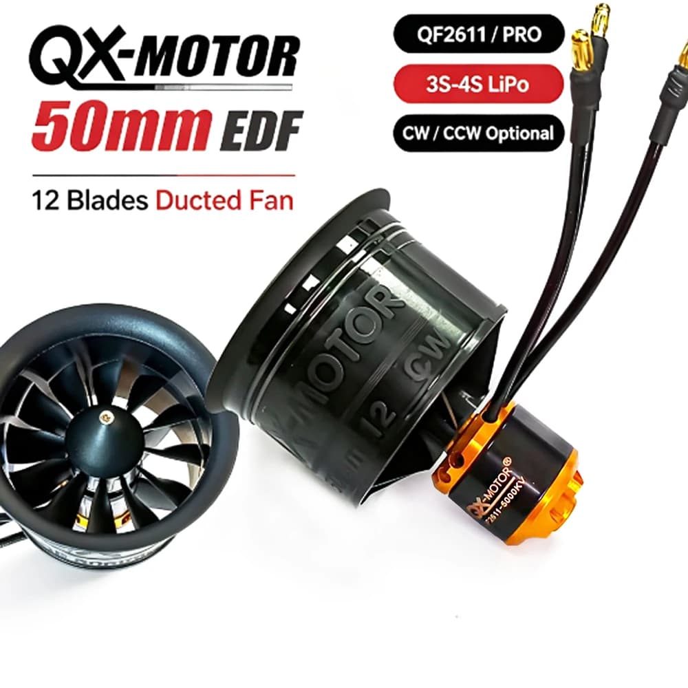 50mm 12 Blade EDF Fan QX-MOTOR QF2611 PRO Brushless Motor CW CCW RC Jet Plane Accessories