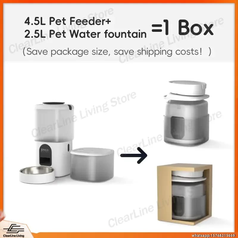 2 in 1 Smart Pet Feeder with Camera and Water Fountain for Cats and Dogs WiFi Automatic Food Dispenser Desktop Pet Feeder for