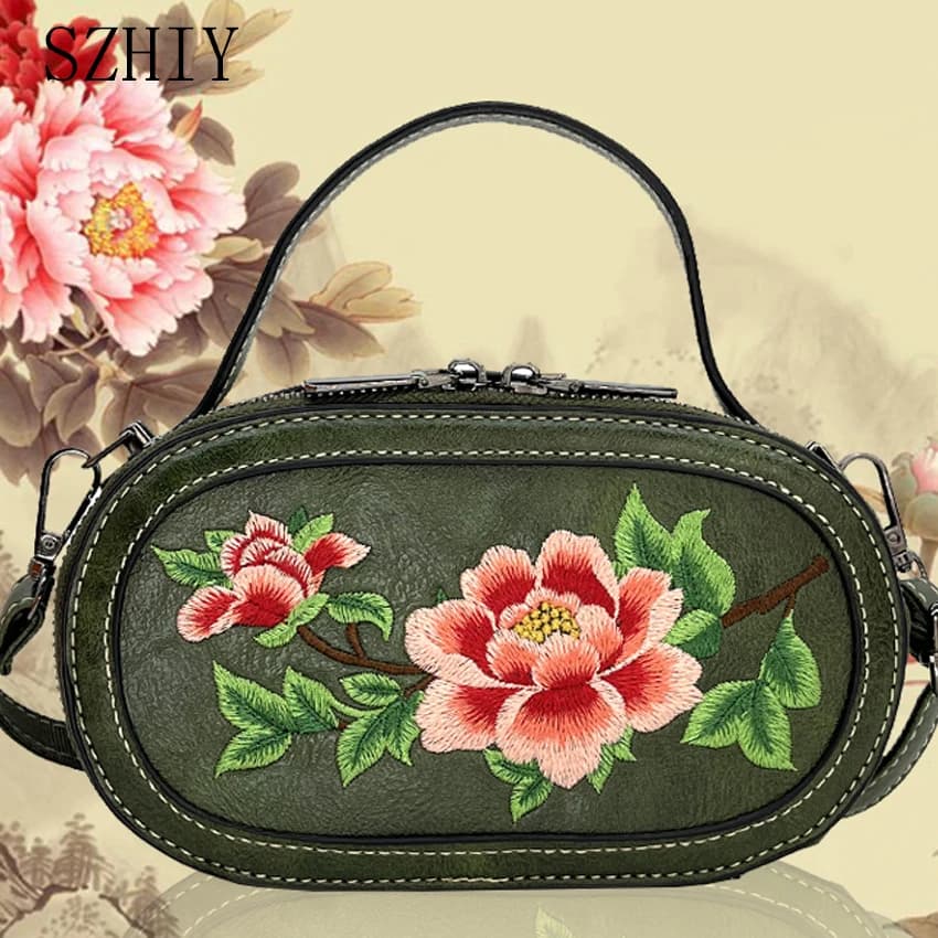 Luxury Designer Small Bag Women Handbag Retro Embroidered Oval Mother's Phone Pocket Office Single Shoulder Diagonal Cross Bag