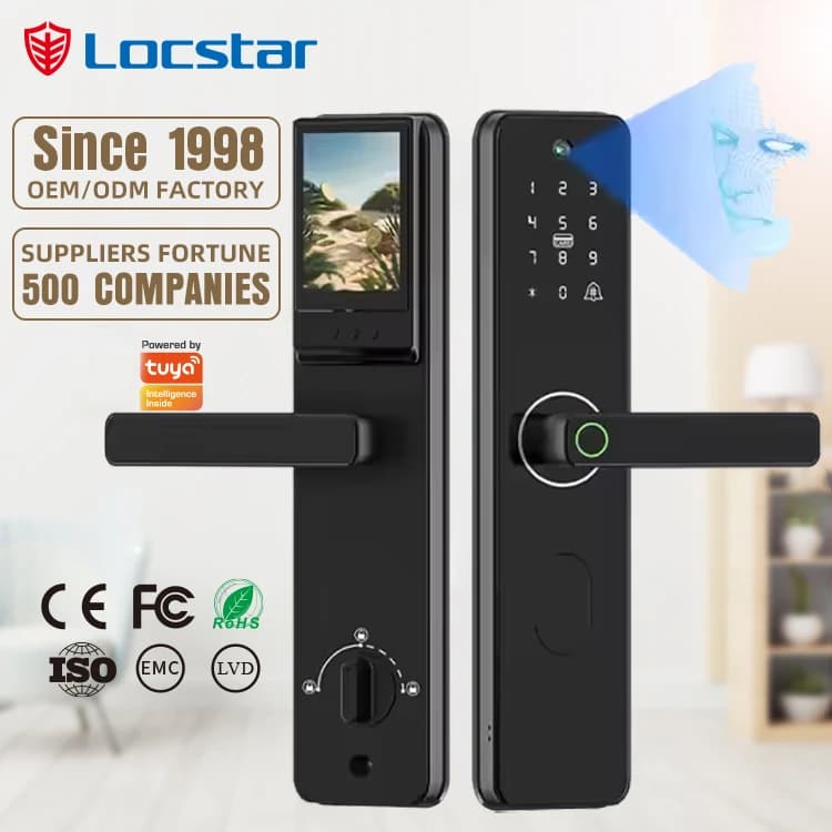 Serratura Intelligente per Porta con Impronta Digitale, Password, Wi-Fi Tuya, Videocitofono e Telecamera