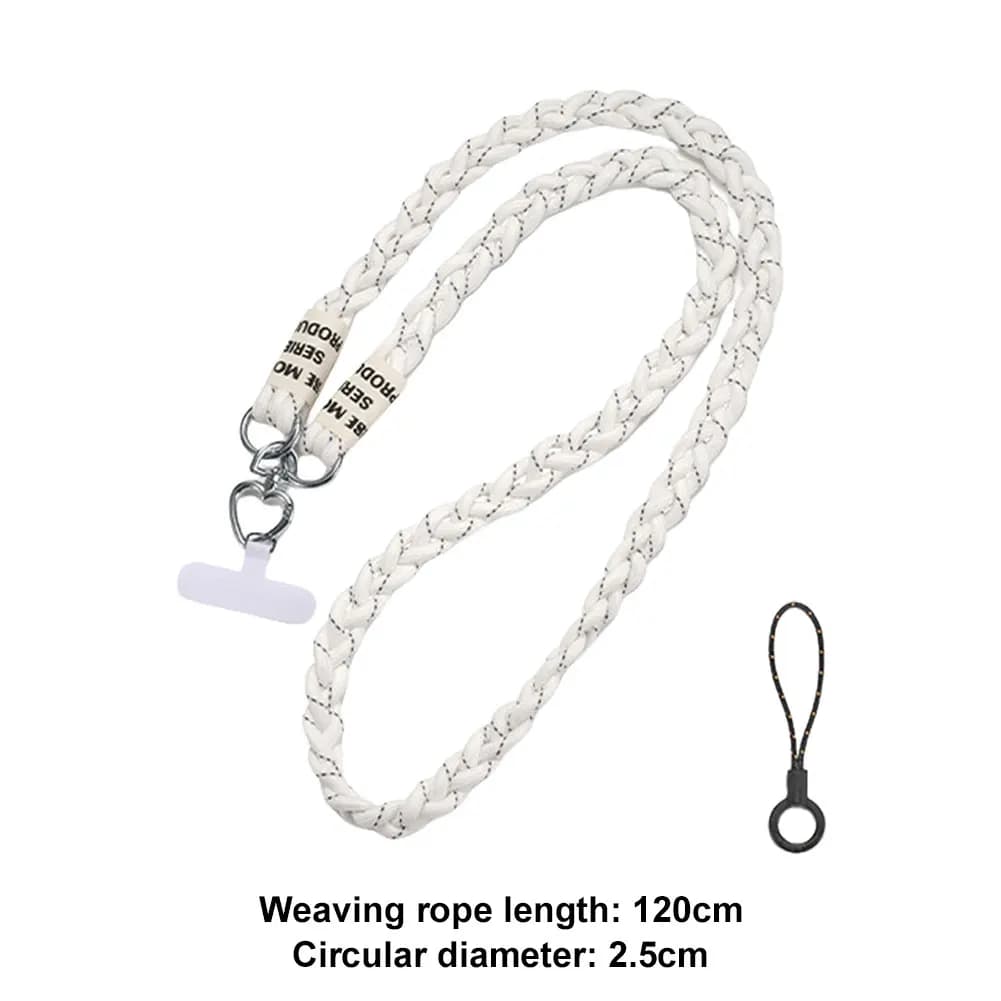 Elegante Laccetto per Telefono a Tracolla per Smartphone con Corda Intrecciata da 120cm e Clip in Lega di Zinco, Ideale per Utenti di Auricolari Wireless