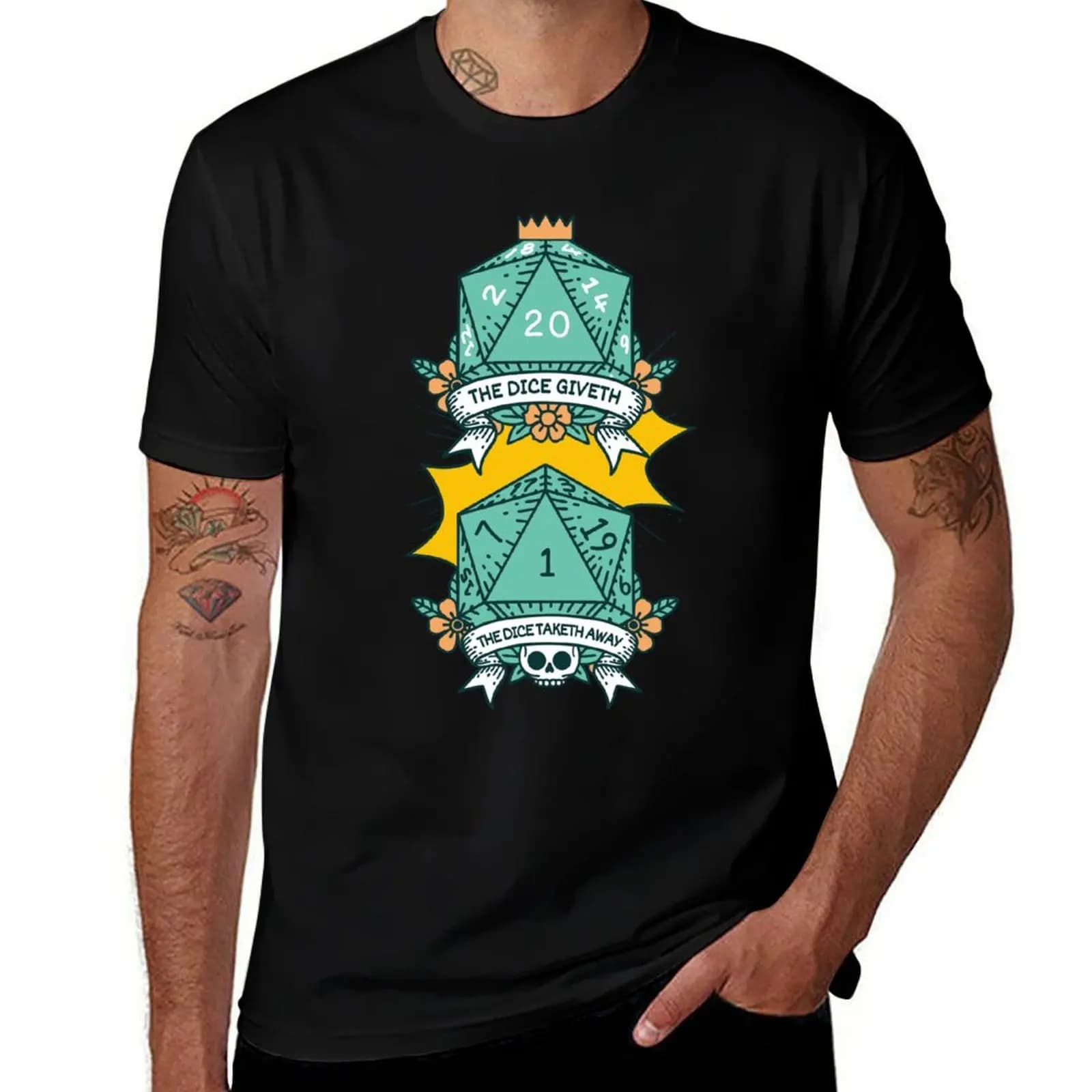 I Dadi Ti Donano - I Dadi Ti Li Portano Via - D20 - T-shirt divertente per giochi di ruolo, maglietta casual rilassata a maniche corte