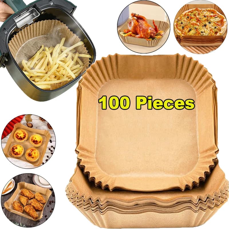 Air fryer baking paper 20cm non stick Liner Disposable Round Square Airfryer Liner Parchment Paper for Baking Roasting Microwave