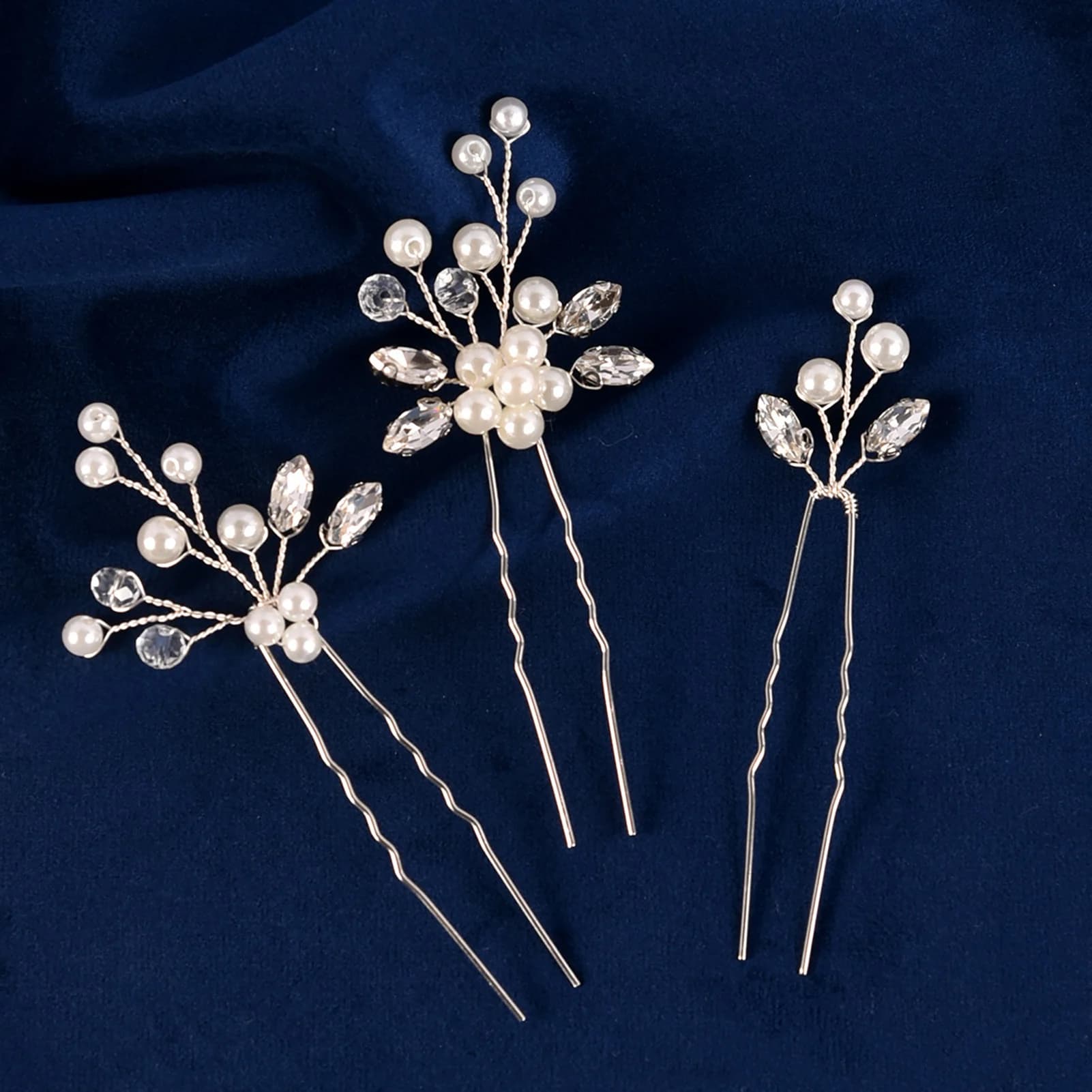 Set di 3 Fermagli per Capelli da Sposa, Clip Trendy a Forma di U in Lega, Accessori per Capelli da Matrimonio, Tiara da Principessa, Gioielli per Capelli da Sposa