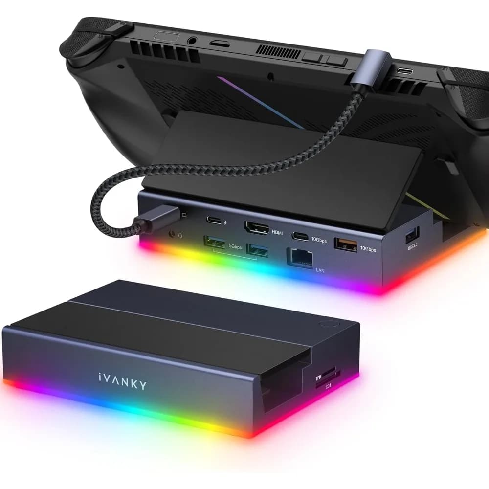 Docking station RGB 4K@144Hz 14 in 1 per console di gioco, dock pieghevole con HDMI, Ethernet, porte USB e ricarica da 100 W