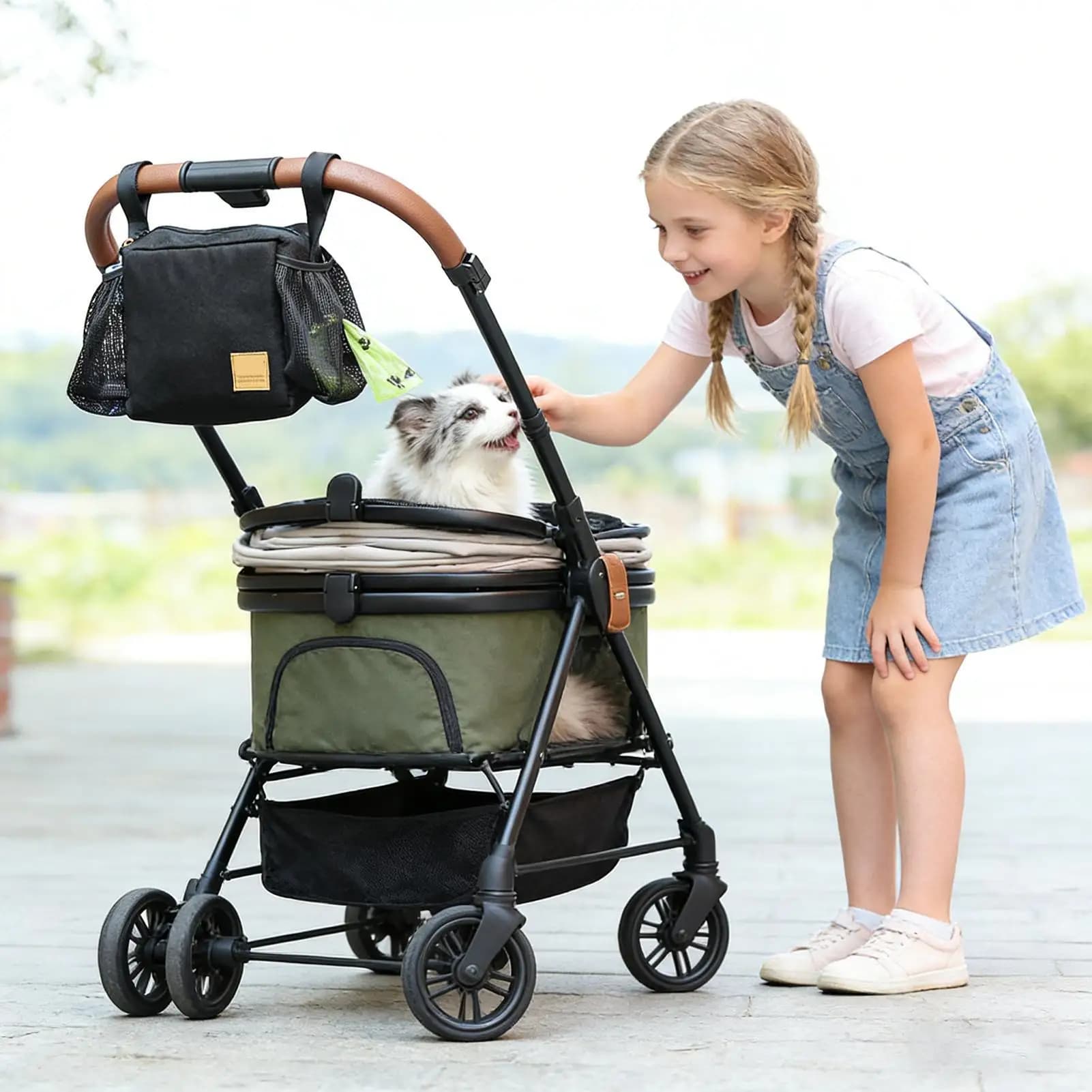 Borsa organizer impermeabile per passeggino per animali domestici, borsa per trasporto cani, per passeggiate, shopping, viaggi, campeggio, uso interno ed esterno, casa