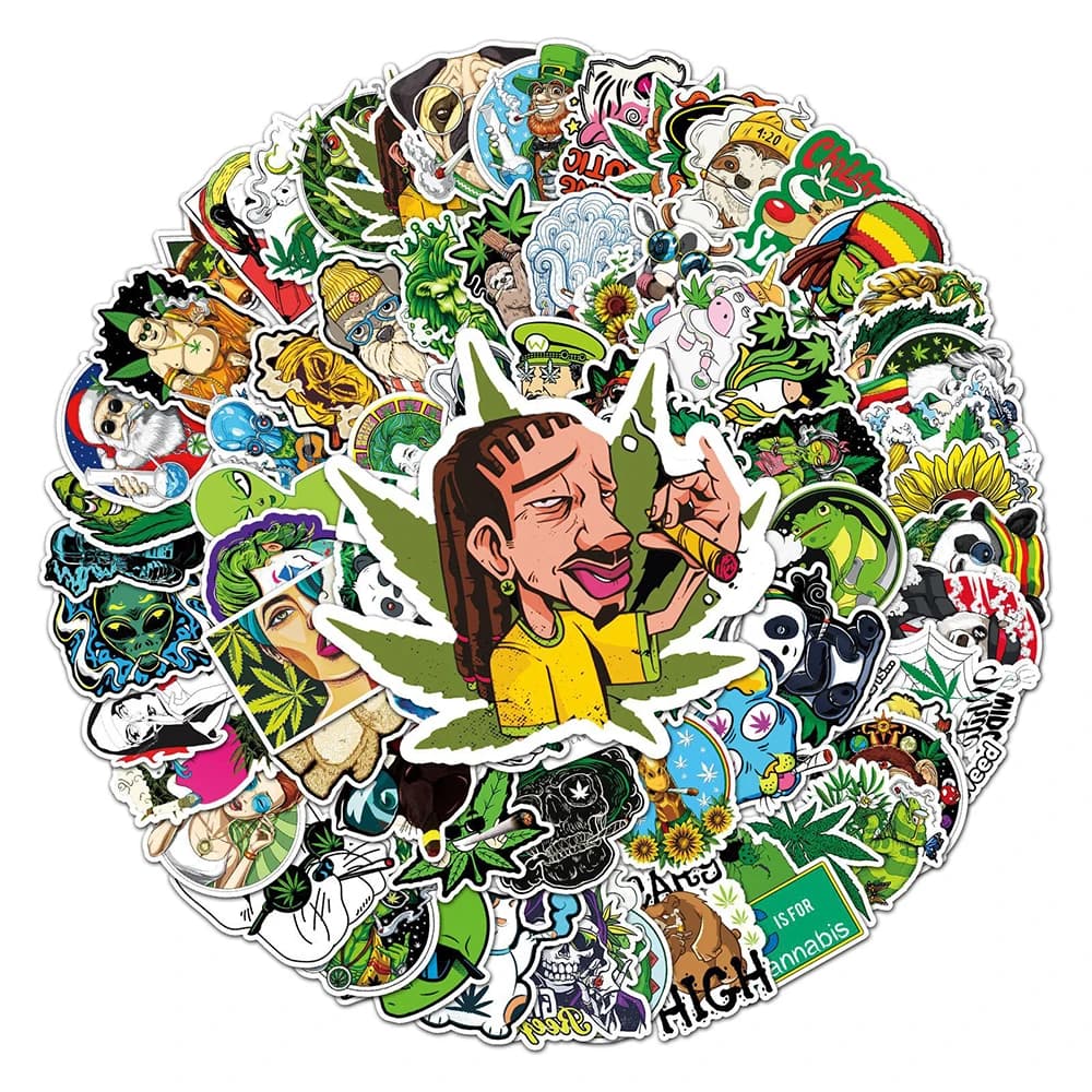10/30/50/100pcs Foglie Divertenti Personaggio Fumatori Graffiti Adesivi per il Computer Portatile Moto Skateboard Impermeabile Fresco Decalcomanie giocattoli