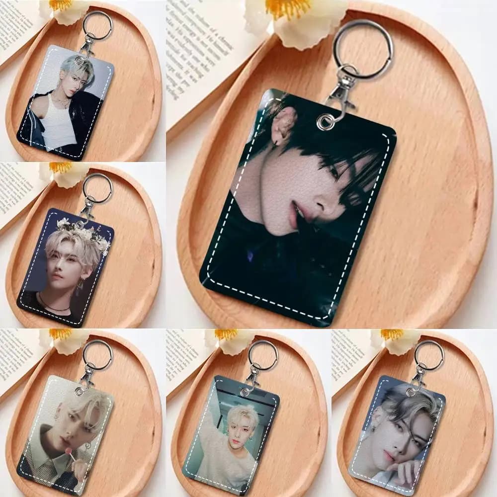 Portachiavi Ricky con custodia per carte, porta tessere in pelle, anello portachiavi