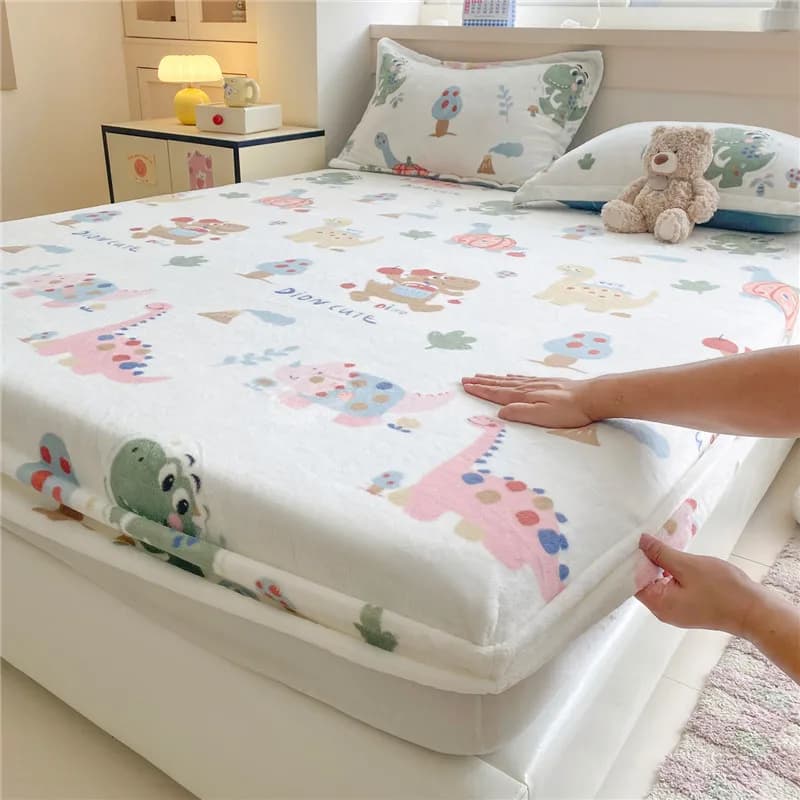 Copriletto in velluto addensato Copriletto in stile cartone animato Lenzuola morbide e calde Biancheria da letto invernale per la casa drap de lit (senza federa)