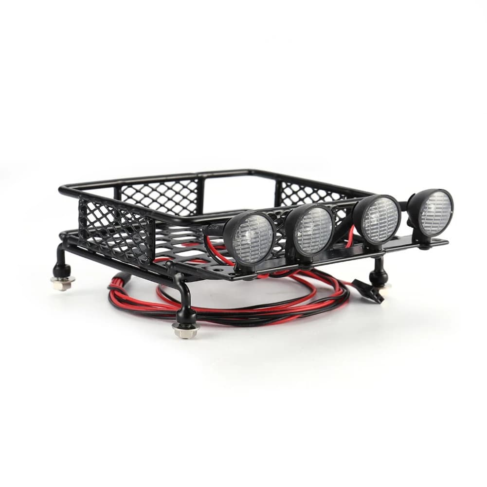 Pratico portapacchi in metallo 115X107Mm con faretti per Tamiya CC01 CR01 RC4WD D90 Axial SCX10 1/10 RC Crawler C