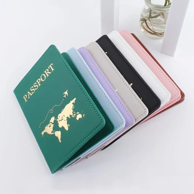 Copertina per passaporto alla moda semplice Mappa del mondo Porta passaporto da viaggio sottile e sottile Portafoglio regalo Custodia per carte in pelle PU unisex