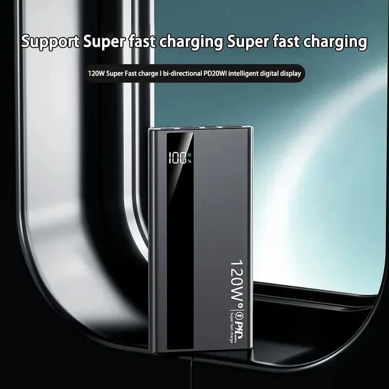 3C certified genuine 120W super fast charging power bank with 100000mAh ultra large capacity