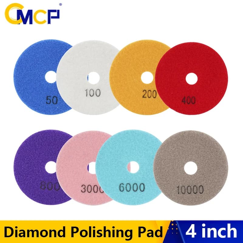 CMCP 1Pc Tampone per lucidatura diamantato 4 pollici 100mm Bagnato/secco per calcestruzzo Marmo Pietra Rettifica Set di dischi abrasivi Grana 50-10000