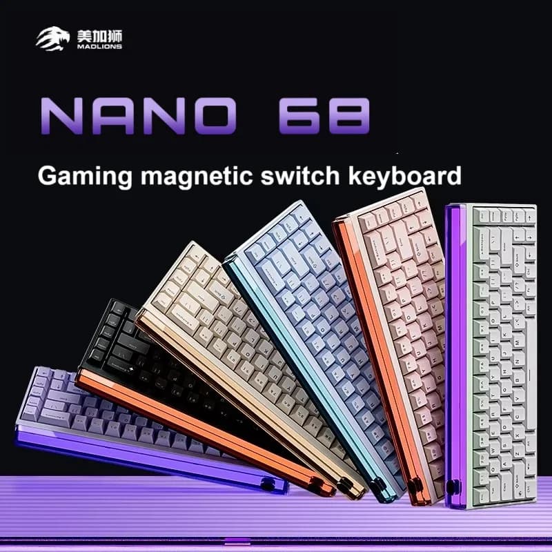 Madlions NANO 68/68 PRO Tastiera ad asse magnetico Asse TTC Type-C RGB 8000HZ Regolabile 0 Zone morte RT 0.01 Tastiera da gioco Esports