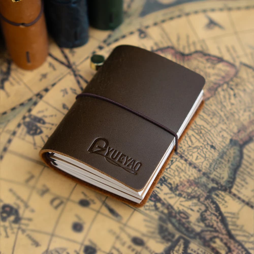 Vintage leather travel notebook: 3 32-page paper, 100 g paper, custom leather diary, portable diary