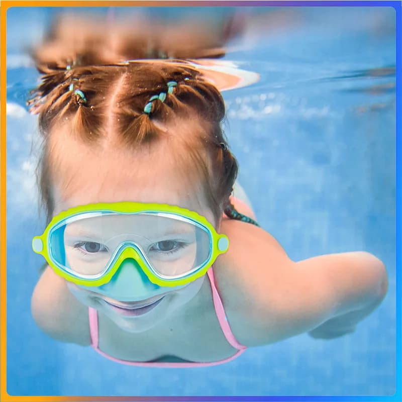 Children's swimwear for boys and girls (3-15 years) Silicone swimwear with big HD frame, anti-fog, without leaks, comfortable