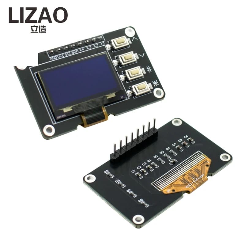 LIZAO Modulo Display OLED 0,96 Pollici 12864 SSD1315 I2C IIC Schermo Bianco Blu con 4 Pulsanti DC 3,3V per Progetti Arduino