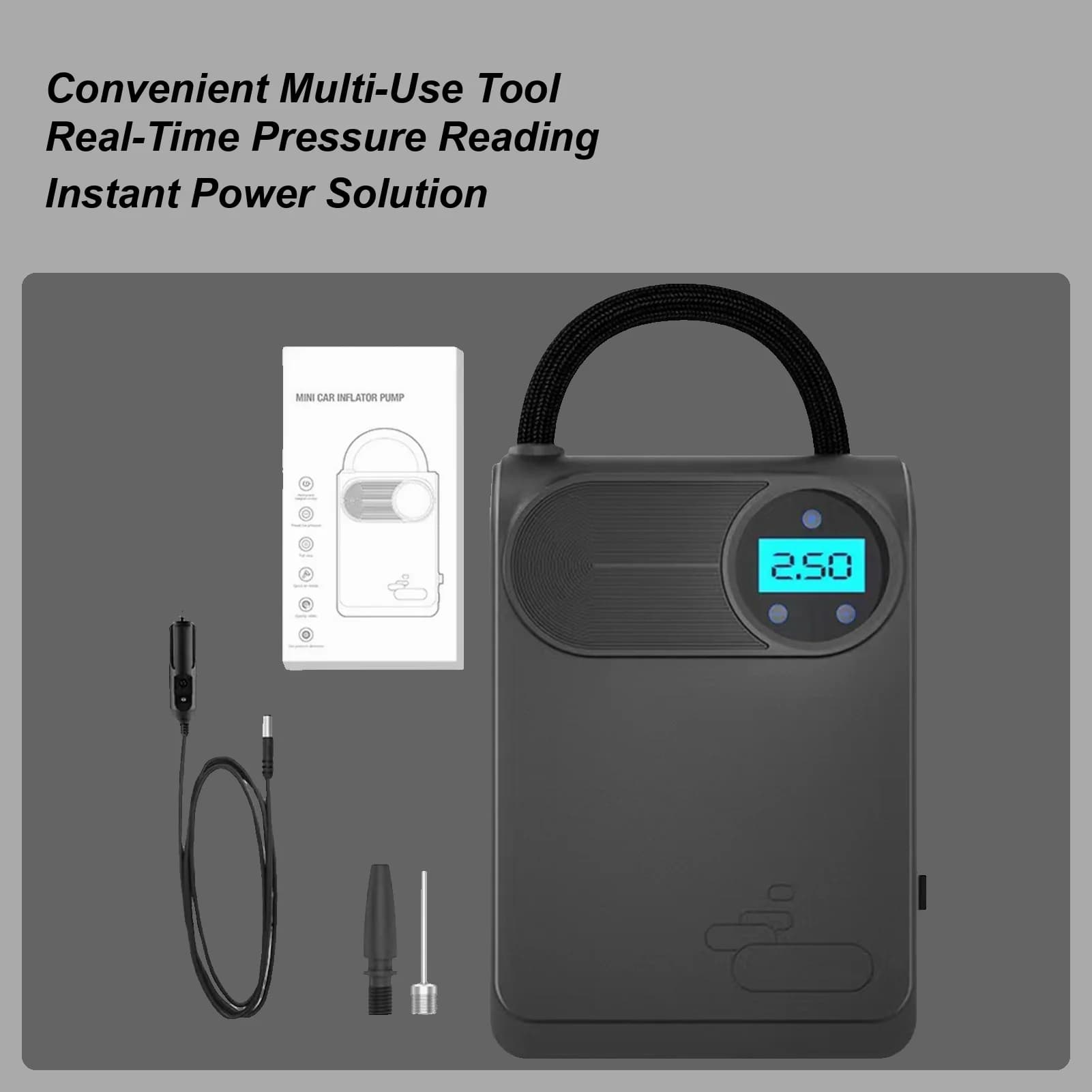 Gonfiatore portatile per pneumatici Spegnimento automatico portatile Strumento di gonfiaggio automobilistico Pompa ad aria per auto per motocicli Bici Bicicletta