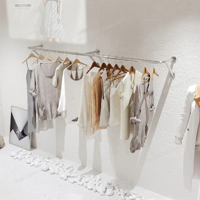 Wall Clothes Hanger Stainless Steel Clothes Organizer Racks Display Coats Storage Rack Wardrobes Clothing Hangers Furniture