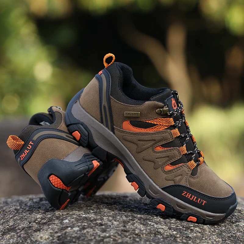 Scarpe da Montagna da Uomo Leggere con Patch in Pelle, Comode per il Lavoro, Allacciate, Traspiranti, con Suola in Gomma Resistente