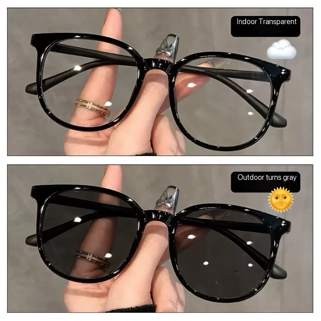 Occhiali Fotocromatici alla Moda con Montatura Grande, Lenti da Trasparenti a Grigie, con Protezione dalla Luce Blu Adatto a chi utilizza dispositivi elettronici per lunghi periodi, occhiali unisex