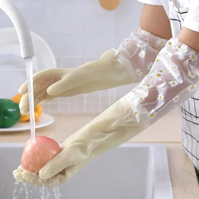 Guanti impermeabili per la pulizia della casa, guanti in lattice per la pulizia della cucina, guanti per lavare i piatti, guanti in gomma resistenti all'usura