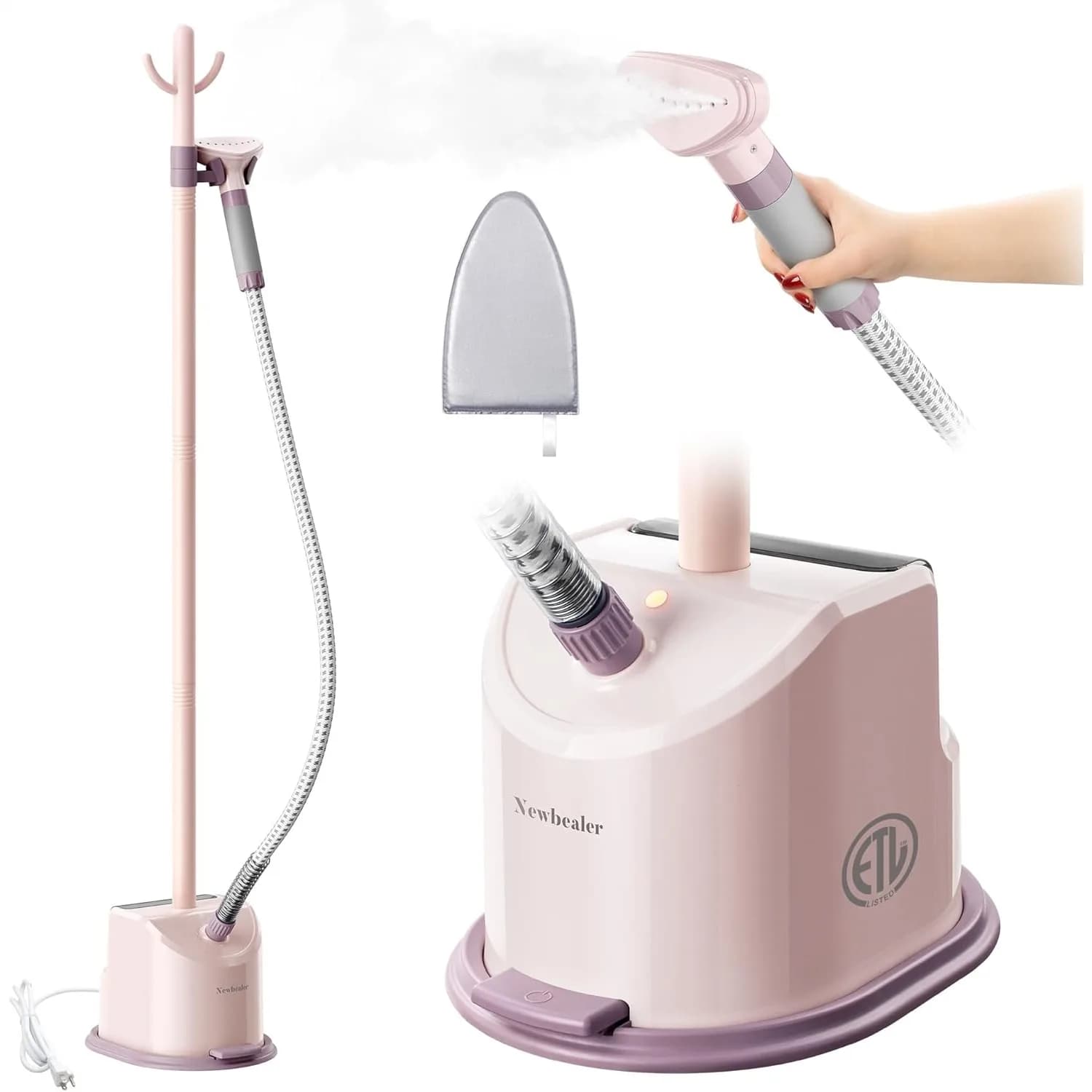 Vaporizzatore per Vestiti Verticale 1500W con Pedale, Serbatoio da 1,7L, Riscaldamento in 45s, 50 Minuti di Vapore