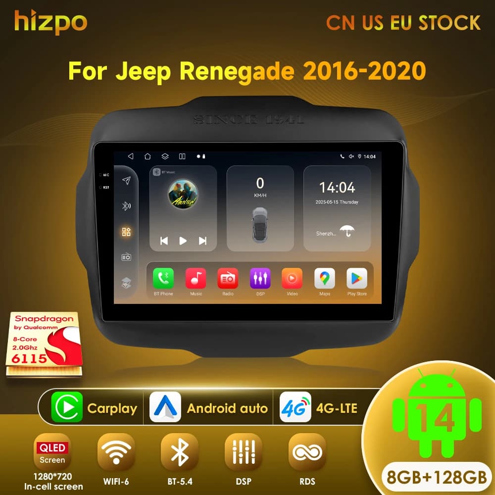 Hizpo 6115 AI Voice Car Tablet Radio Per Jeep Renegade 2016-2020 Android Auto Lettore Multimediale Carplay 2din GPS Autoradio WIFI