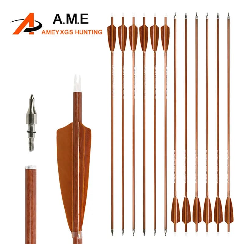 6/12 pezzi da 31,5 pollici freccia in carbonio misto colonna vertebrale 500/600 tiro con l'arco ID6.2mm albero piuma di tacchino per arco ricurvo tiro da caccia al bersaglio
